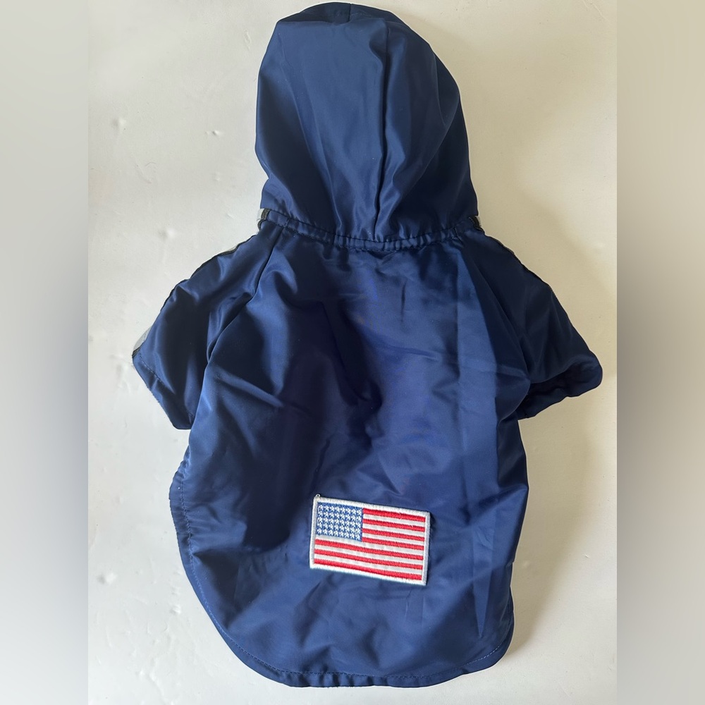 Dogs Navy Blue Hooded Jacket with Flag Patch‎